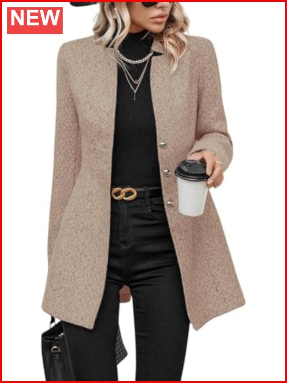 Women's Wool Blend Stand Collar Single Breasted Pea Coat Long Sleeve Solid